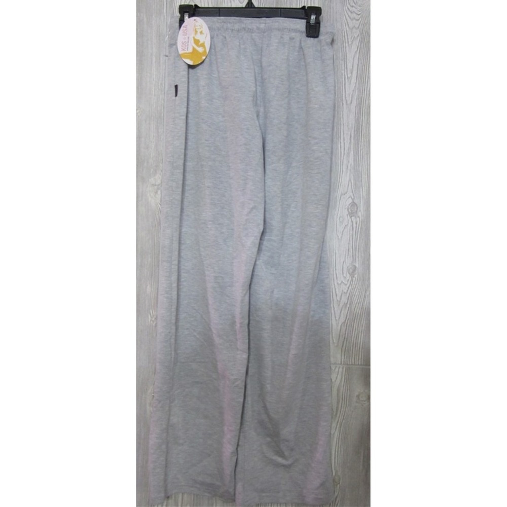 NWT Kos USA M Hi-Performance Wide Leg Yoga Dance Pants Gray 98432